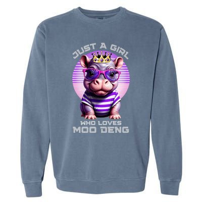 Just A Girl Who Loves Moo Deng Baby Pypmy Hippo Garment-Dyed Sweatshirt