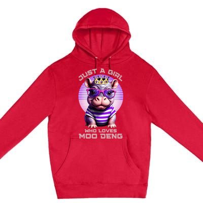 Just A Girl Who Loves Moo Deng Baby Pypmy Hippo Premium Pullover Hoodie