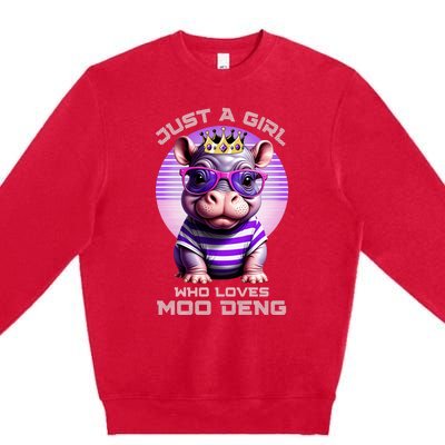 Just A Girl Who Loves Moo Deng Baby Pypmy Hippo Premium Crewneck Sweatshirt