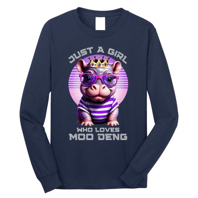 Just A Girl Who Loves Moo Deng Baby Pypmy Hippo Long Sleeve Shirt