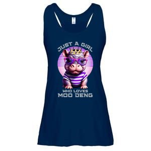 Just A Girl Who Loves Moo Deng Baby Pypmy Hippo Ladies Essential Flowy Tank