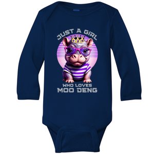 Just A Girl Who Loves Moo Deng Baby Pypmy Hippo Baby Long Sleeve Bodysuit