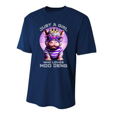 Just A Girl Who Loves Moo Deng Baby Pypmy Hippo Performance Sprint T-Shirt