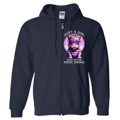 Just A Girl Who Loves Moo Deng Baby Pypmy Hippo Full Zip Hoodie