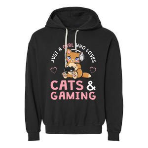 Just A Girl Who Loves Cats And Gaming Garment-Dyed Fleece Hoodie