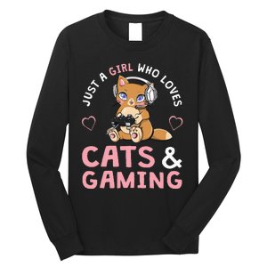 Just A Girl Who Loves Cats And Gaming Long Sleeve Shirt