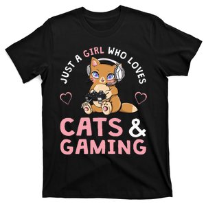 Just A Girl Who Loves Cats And Gaming T-Shirt