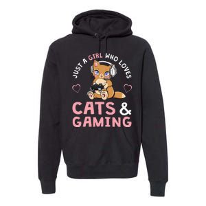 Just A Girl Who Loves Cats And Gaming Premium Hoodie