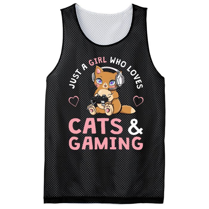 Just A Girl Who Loves Cats And Gaming Mesh Reversible Basketball Jersey Tank