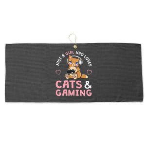 Just A Girl Who Loves Cats And Gaming Large Microfiber Waffle Golf Towel