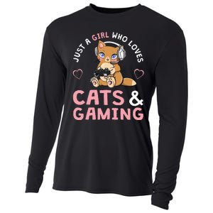 Just A Girl Who Loves Cats And Gaming Cooling Performance Long Sleeve Crew