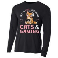 Just A Girl Who Loves Cats And Gaming Cooling Performance Long Sleeve Crew