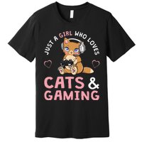 Just A Girl Who Loves Cats And Gaming Premium T-Shirt