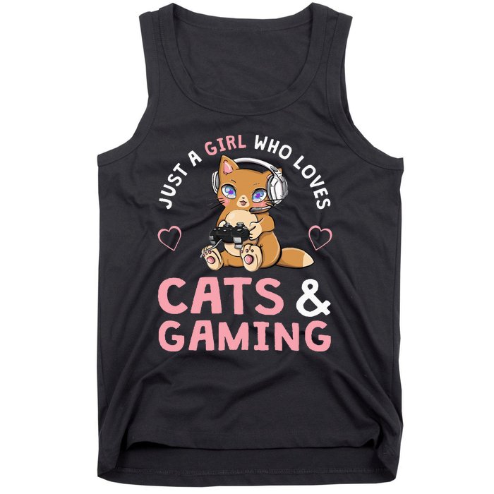 Just A Girl Who Loves Cats And Gaming Tank Top