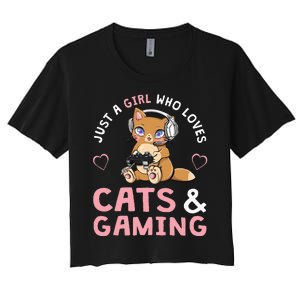 Just A Girl Who Loves Cats And Gaming Women's Crop Top Tee