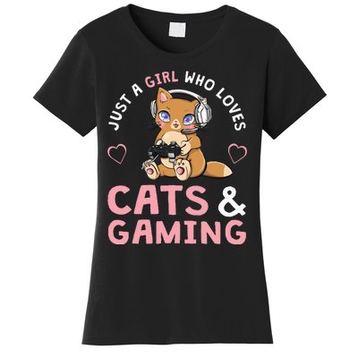 Just A Girl Who Loves Cats And Gaming Women's T-Shirt