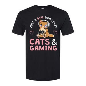 Just A Girl Who Loves Cats And Gaming Softstyle CVC T-Shirt