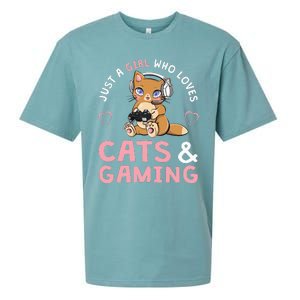 Just A Girl Who Loves Cats And Gaming Sueded Cloud Jersey T-Shirt