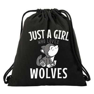 Just A Girl Who Loves Wolves Funny Wolf Doglike Lover Outfit Drawstring Bag