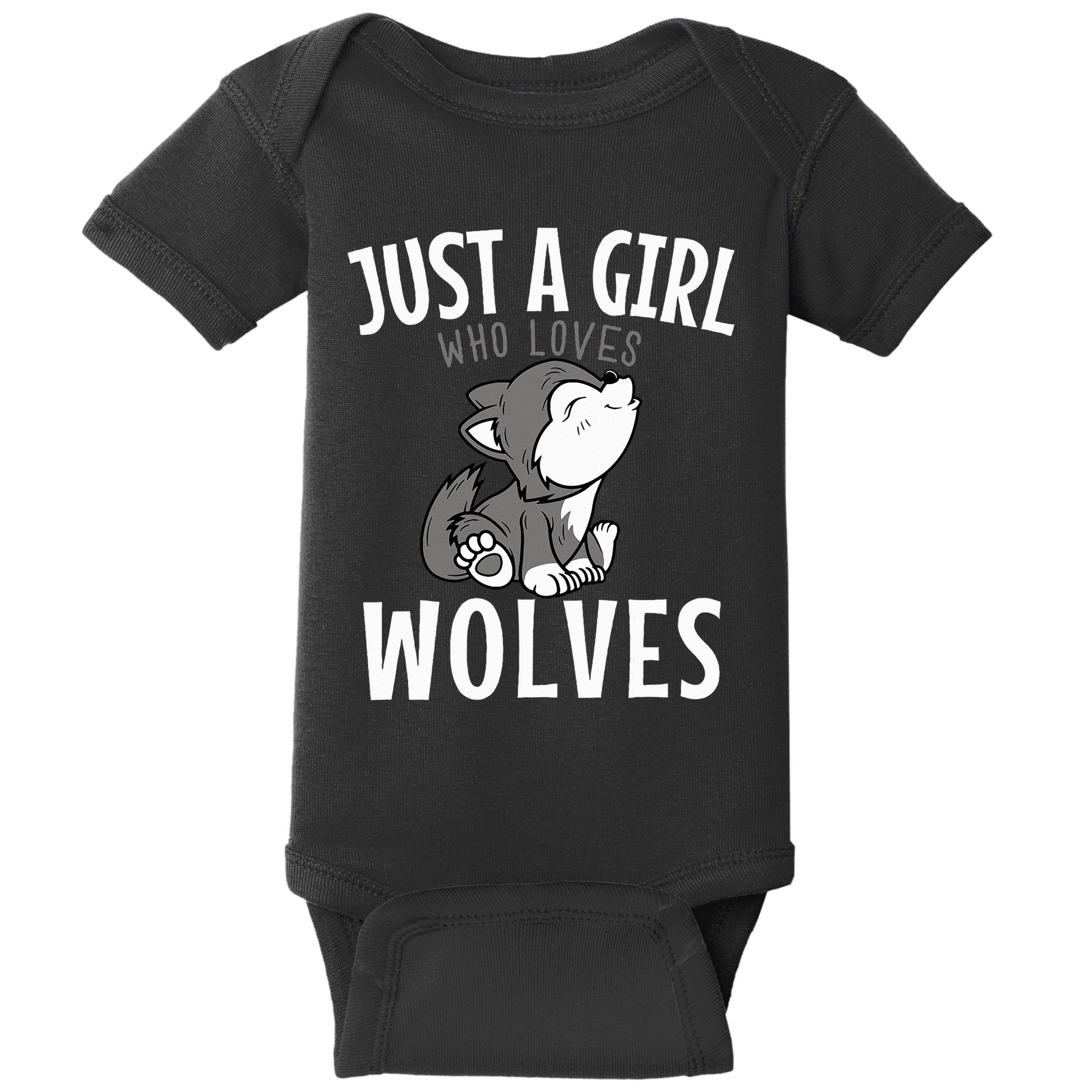 Just A Girl Who Loves Wolves Funny Wolf Doglike Lover Outfit Baby Bodysuit