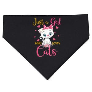 Just A Girl Who Loves Cats Cute Cat Lover USA-Made Doggie Bandana