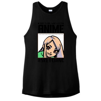 Just A Girl Who Loves Anime And Sketching Anime Girl Sketching Lover Ladies PosiCharge Tri-Blend Wicking Tank