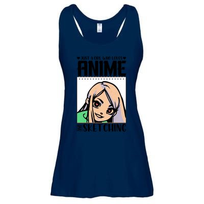 Just A Girl Who Loves Anime And Sketching Anime Girl Sketching Lover Ladies Essential Flowy Tank