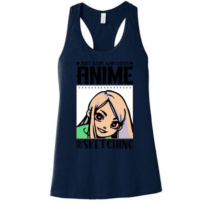 Just A Girl Who Loves Anime And Sketching Anime Girl Sketching Lover Women's Racerback Tank