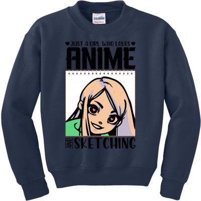 Just A Girl Who Loves Anime And Sketching Anime Girl Sketching Lover Kids Sweatshirt