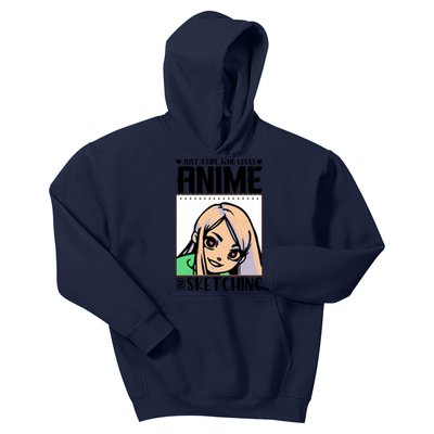 Just A Girl Who Loves Anime And Sketching Anime Girl Sketching Lover Kids Hoodie