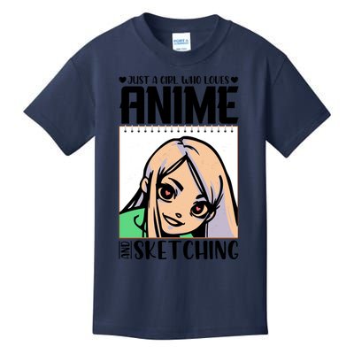 Just A Girl Who Loves Anime And Sketching Anime Girl Sketching Lover Kids T-Shirt