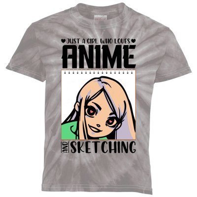 Just A Girl Who Loves Anime And Sketching Anime Girl Sketching Lover Kids Tie-Dye T-Shirt