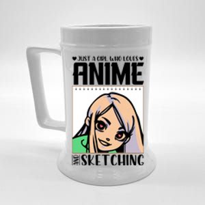 Just A Girl Who Loves Anime And Sketching Anime Girl Sketching Lover Beer Stein