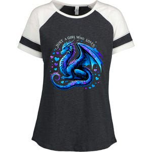 Just A Girl Who Loves Dragons Enza Ladies Jersey Colorblock Tee