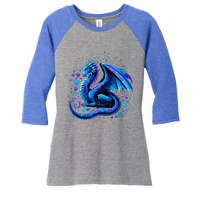 Just A Girl Who Loves Dragons Women's Tri-Blend 3/4-Sleeve Raglan Shirt