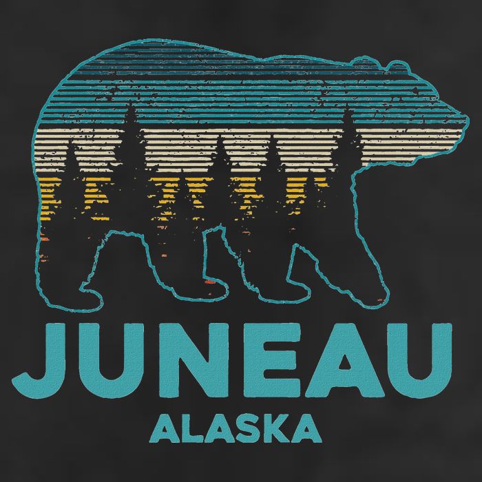 Juneau Alaska Grizzly Bear Souvenir 7 Panel Mesh Trucker Snapback Hat