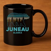 Juneau Alaska Grizzly Bear Souvenir 11oz C Handle Ceramic Mug