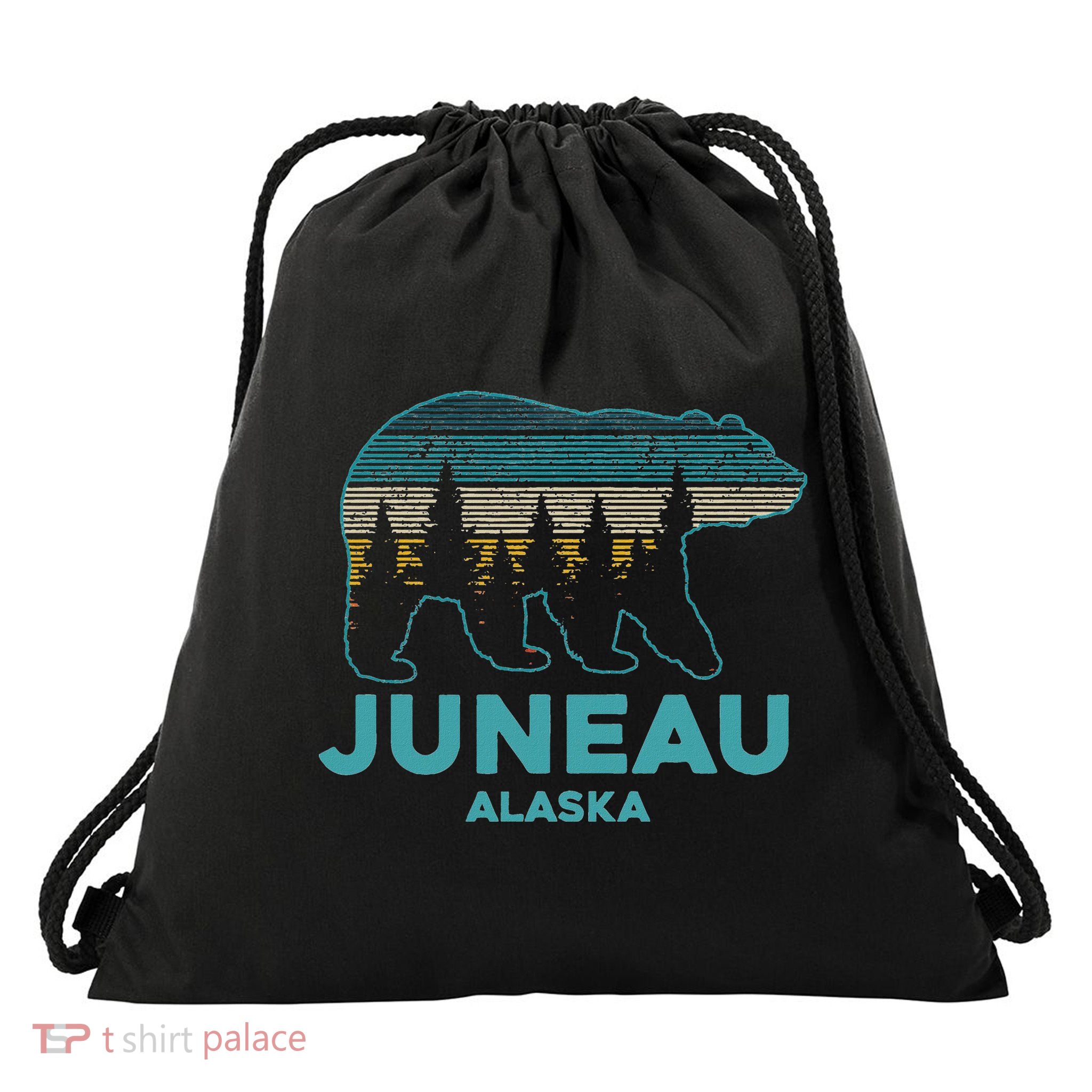 Juneau Alaska Grizzly Bear Souvenir Drawstring Bag