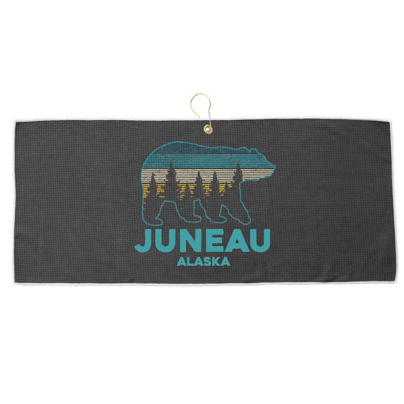 Juneau Alaska Grizzly Bear Souvenir Large Microfiber Waffle Golf Towel
