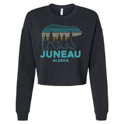Juneau Alaska Grizzly Bear Souvenir Cropped Pullover Crew