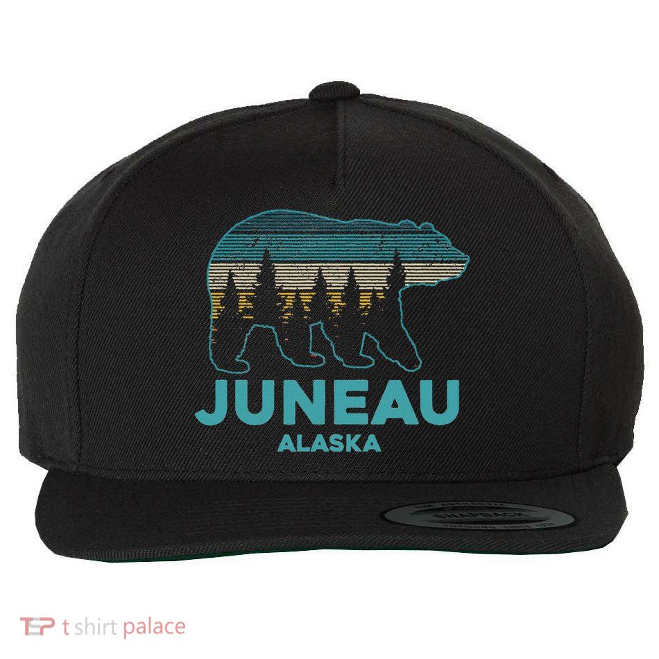 Juneau Alaska Grizzly Bear Souvenir Wool Snapback Cap