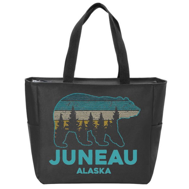Juneau Alaska Grizzly Bear Souvenir Zip Tote Bag