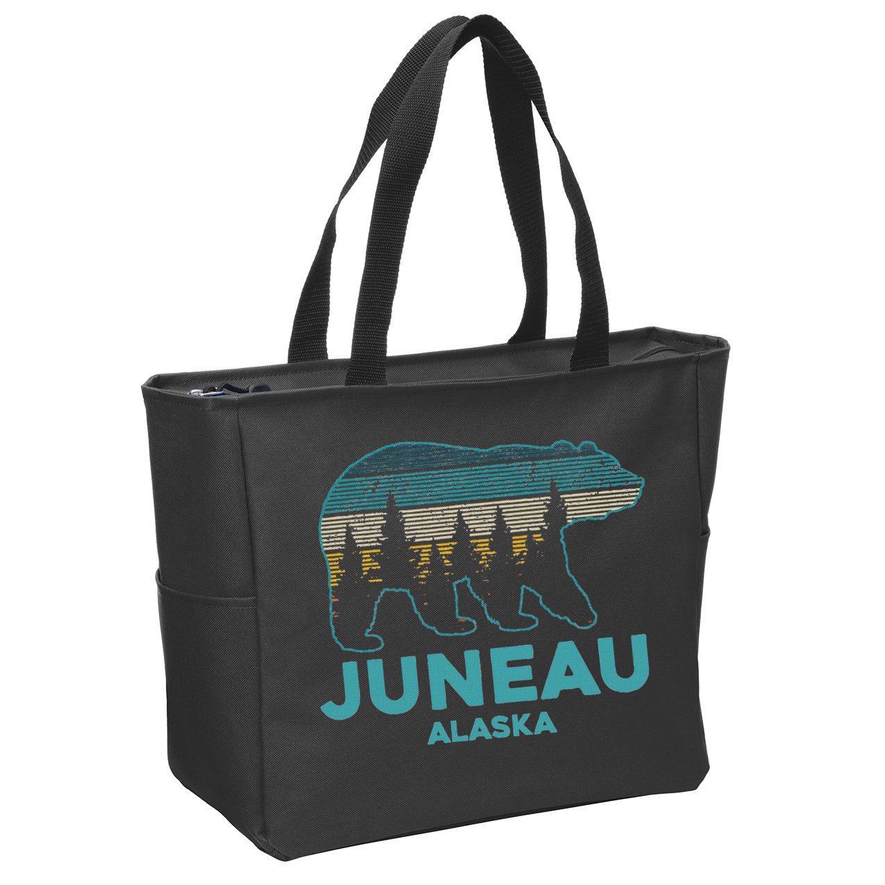 Juneau Alaska Grizzly Bear Souvenir Zip Tote Bag