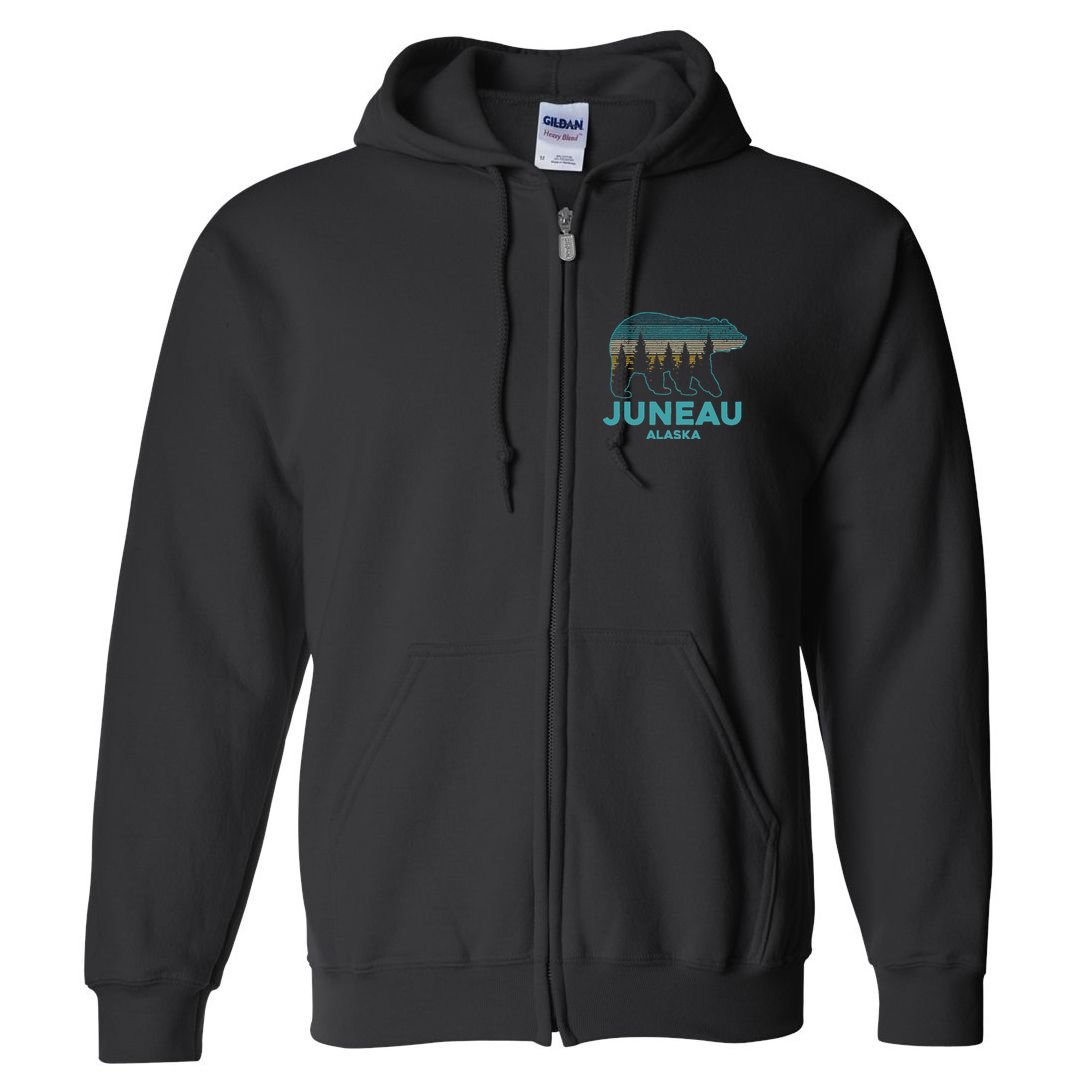 Juneau Alaska Grizzly Bear Souvenir Full Zip Hoodie