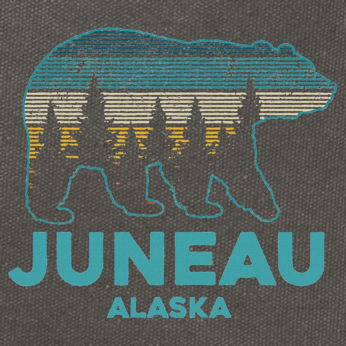 Juneau Alaska Grizzly Bear Souvenir Cotton Canvas Backpack