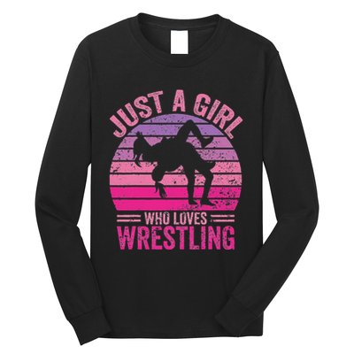 Just A Girl Who Loves Wrestling Funny Wrestle Lover Wrestler Long Sleeve Shirt