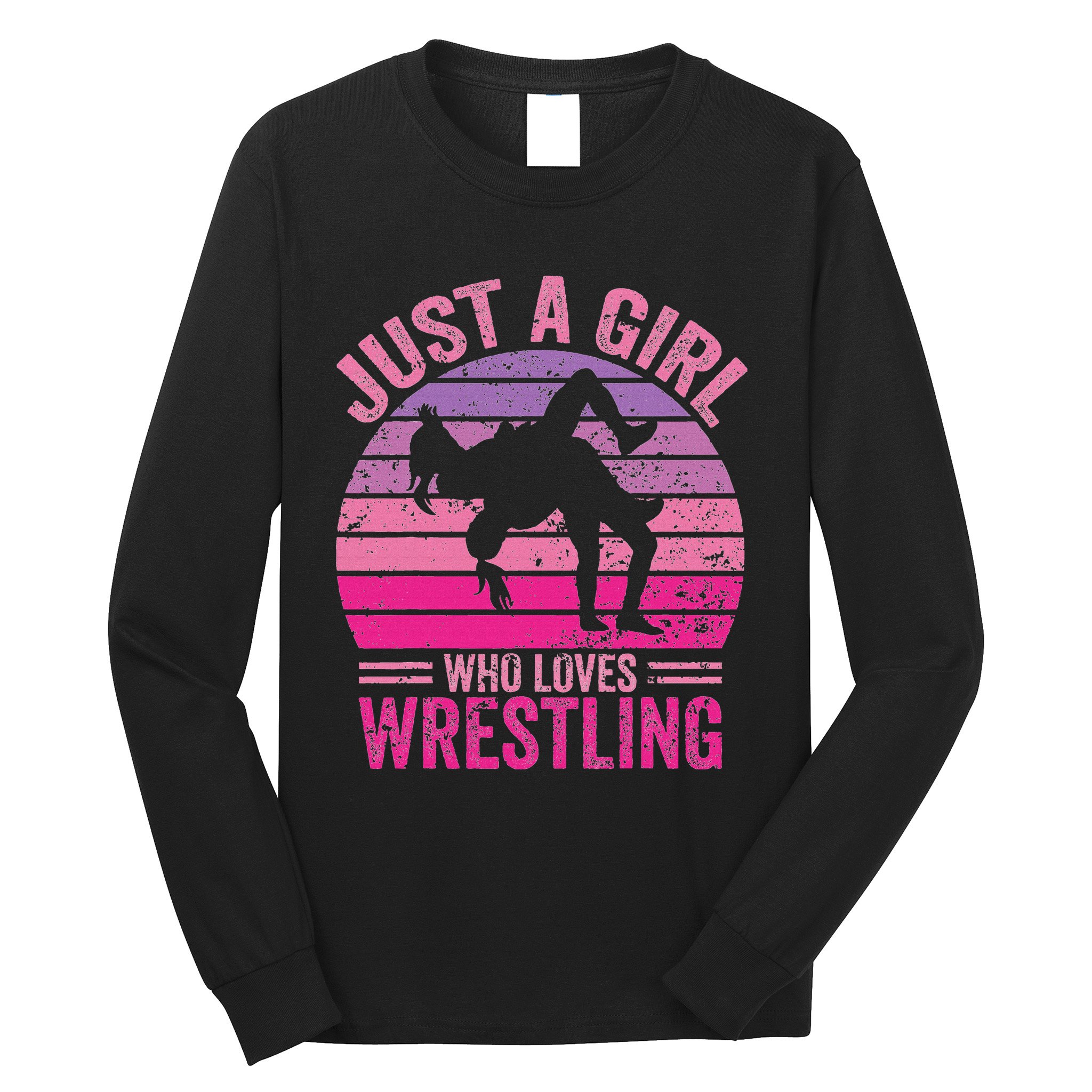 Just A Girl Who Loves Wrestling Funny Wrestle Lover Wrestler Long Sleeve Shirt