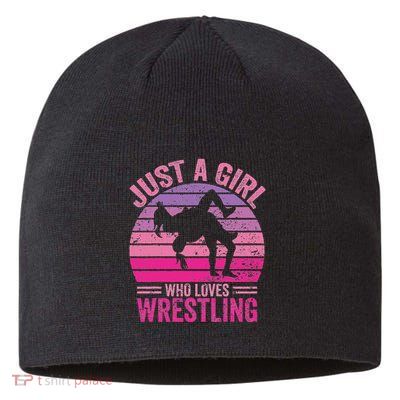 Just A Girl Who Loves Wrestling Funny Wrestle Lover Wrestler Sustainable Beanie