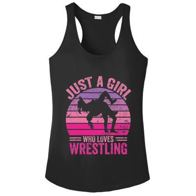 Just A Girl Who Loves Wrestling Funny Wrestle Lover Wrestler Ladies PosiCharge Competitor Racerback Tank