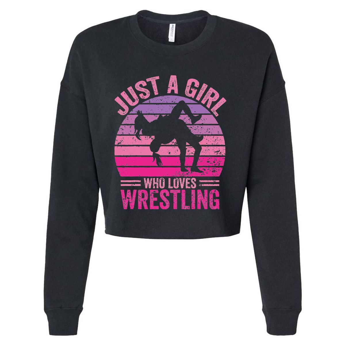 Just A Girl Who Loves Wrestling Funny Wrestle Lover Wrestler Cropped Pullover Crew